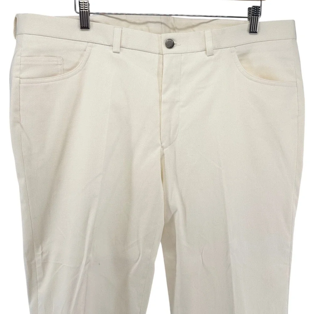 John Craig Sage Cream Cotton‎ Stretch Trousers Pants Slim Bootcut Size 38 (XL)